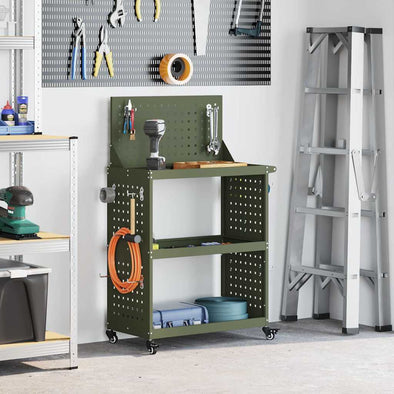 Tool Trolley Olive green 65 x 35 x 111 cm Powder-coated steel