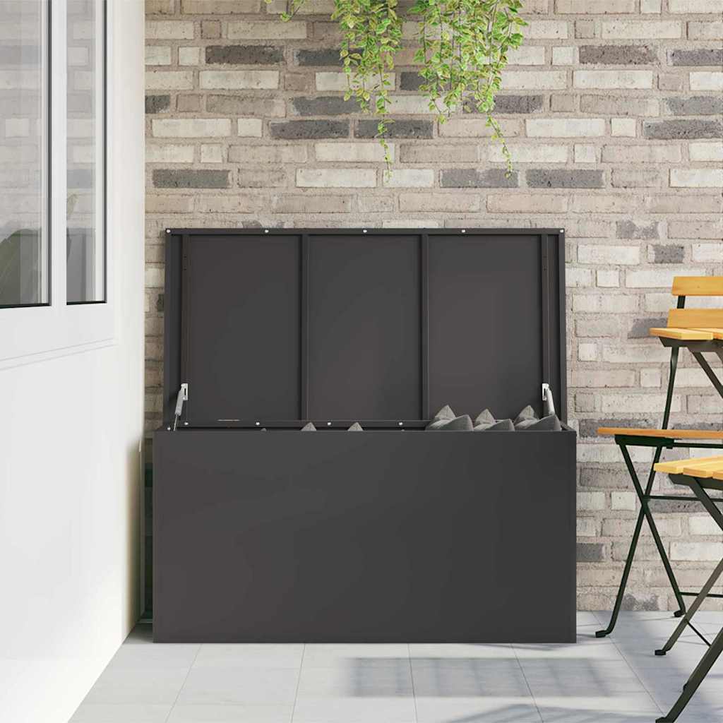 Garden Storage Cushion Box Steel 100 x 50.5 x 50 cm 220 Black
