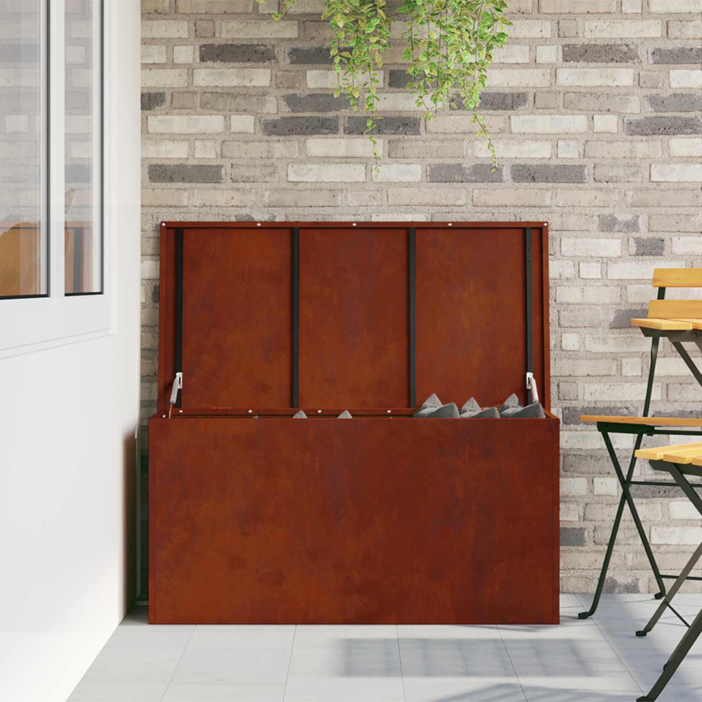 Garden Storage Cushion Box Steel 100 x 50.5 x 50 cm 220 Rusty