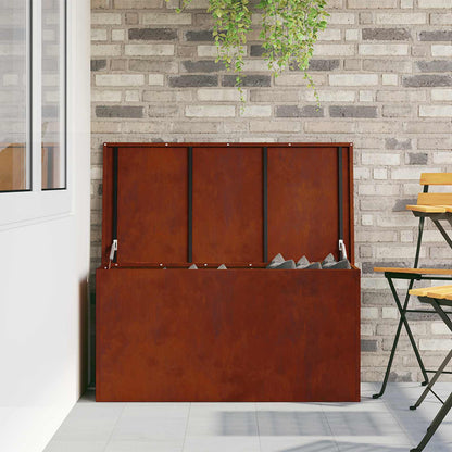 Garden Storage Cushion Box Steel 100 x 50.5 x 50 cm 220 Rusty