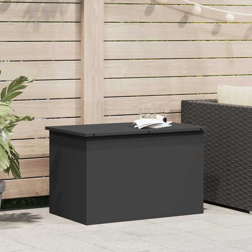 Garden Storage Cushion Box Steel 80 x 50.5 x 50 cm 180 Black