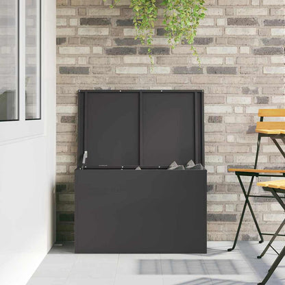 Garden Storage Cushion Box Steel 80 x 50.5 x 50 cm 180 Black