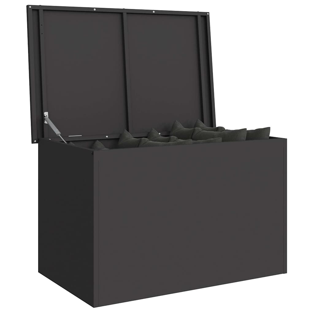 Garden Storage Cushion Box Steel 80 x 50.5 x 50 cm 180 Black