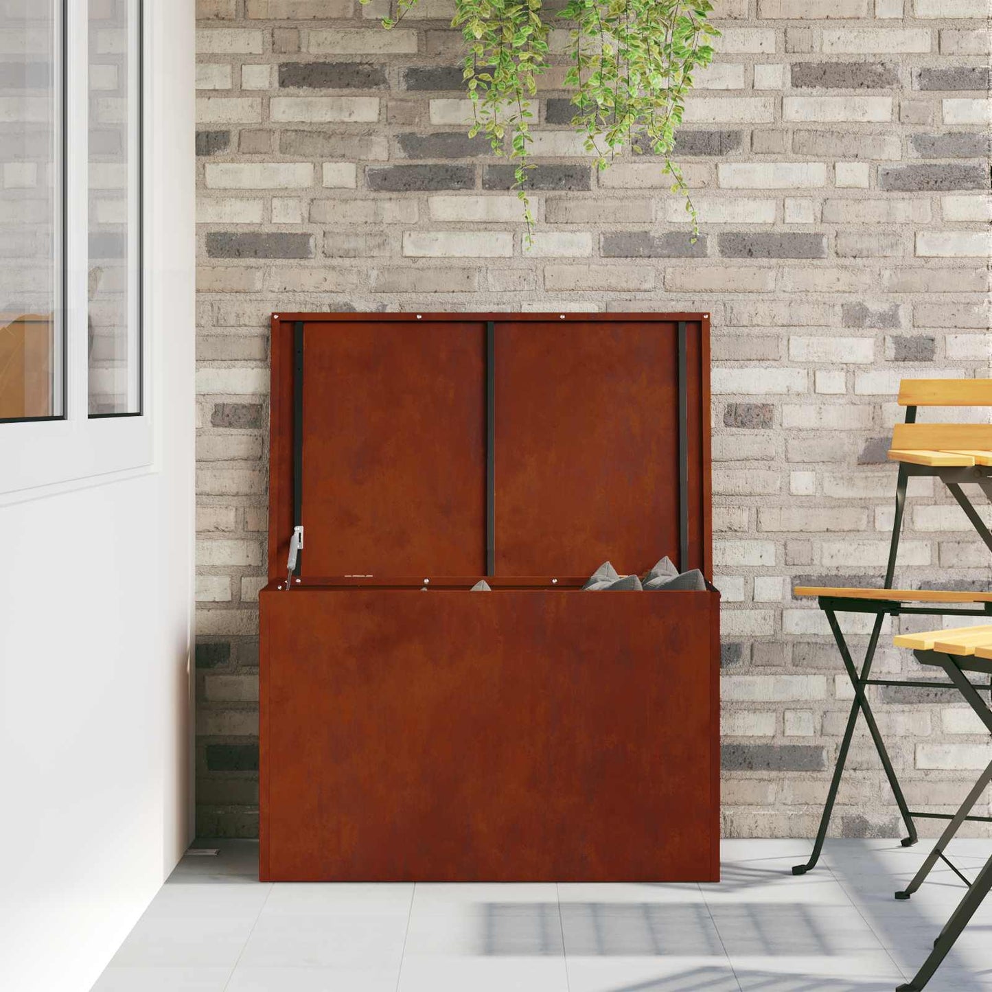 Garden Storage Cushion Box Steel 80 x 50.5 x 50 cm Rusty