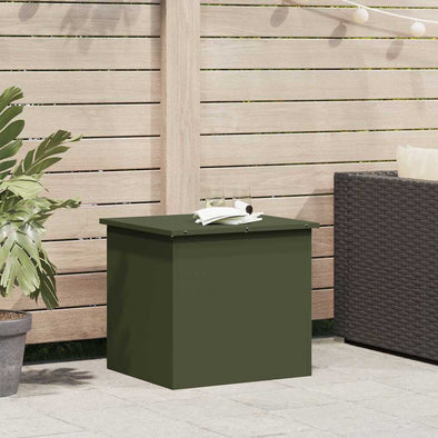 Olive Green Outdoor Storage Box - 55 x 50.5 x 50 cm, made from cold-rolled steel.