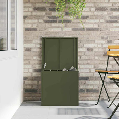 Garden Storage Cushion Box Steel 55 x 50.5 x 50 cm Olive Green