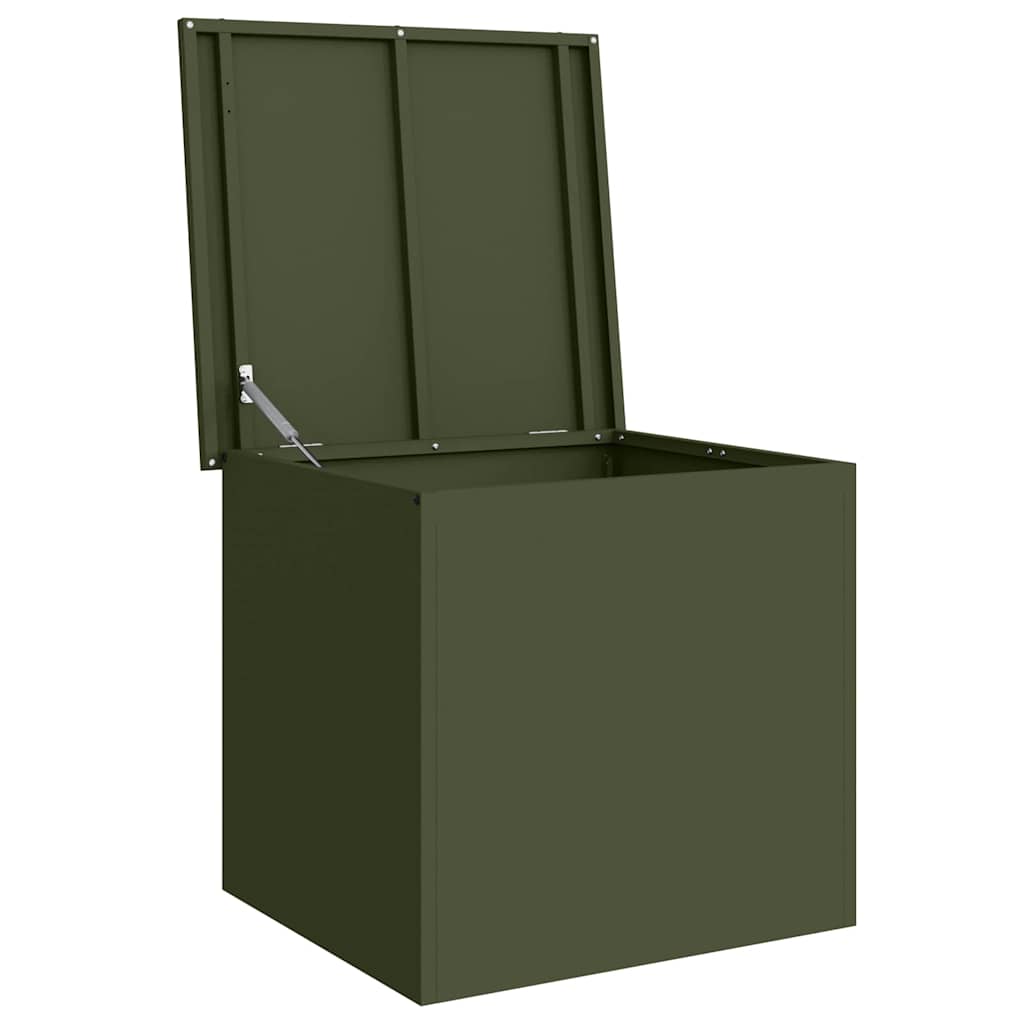 Garden Storage Cushion Box Steel 55 x 50.5 x 50 cm Olive Green