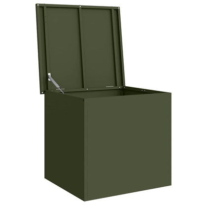 Garden Storage Cushion Box Steel 55 x 50.5 x 50 cm Olive Green