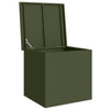 Olive Green Outdoor Storage Box - 55 x 50.5 x 50 cm, made from cold-rolled steel.