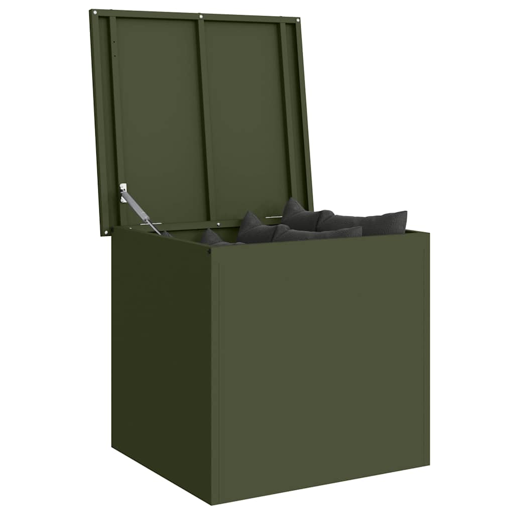 Garden Storage Cushion Box Steel 55 x 50.5 x 50 cm Olive Green