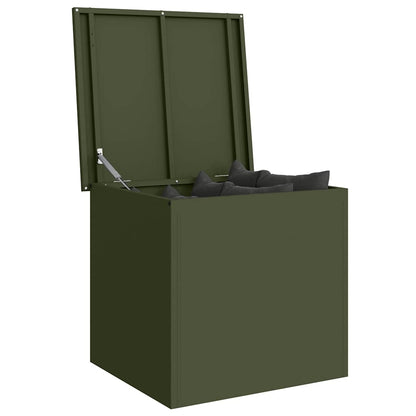Garden Storage Cushion Box Steel 55 x 50.5 x 50 cm Olive Green