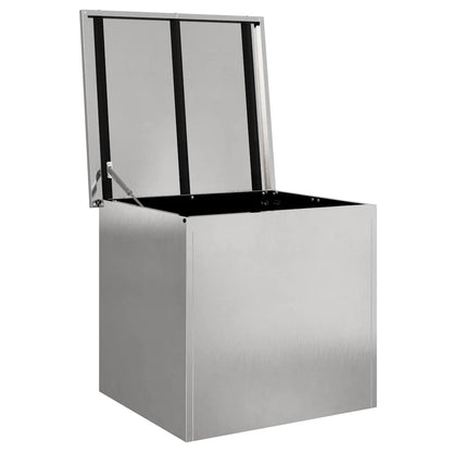 Garden Storage Cushion Box Steel 55 x 50.5 x 50 cm Silver