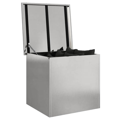 Garden Storage Cushion Box Steel 55 x 50.5 x 50 cm Silver