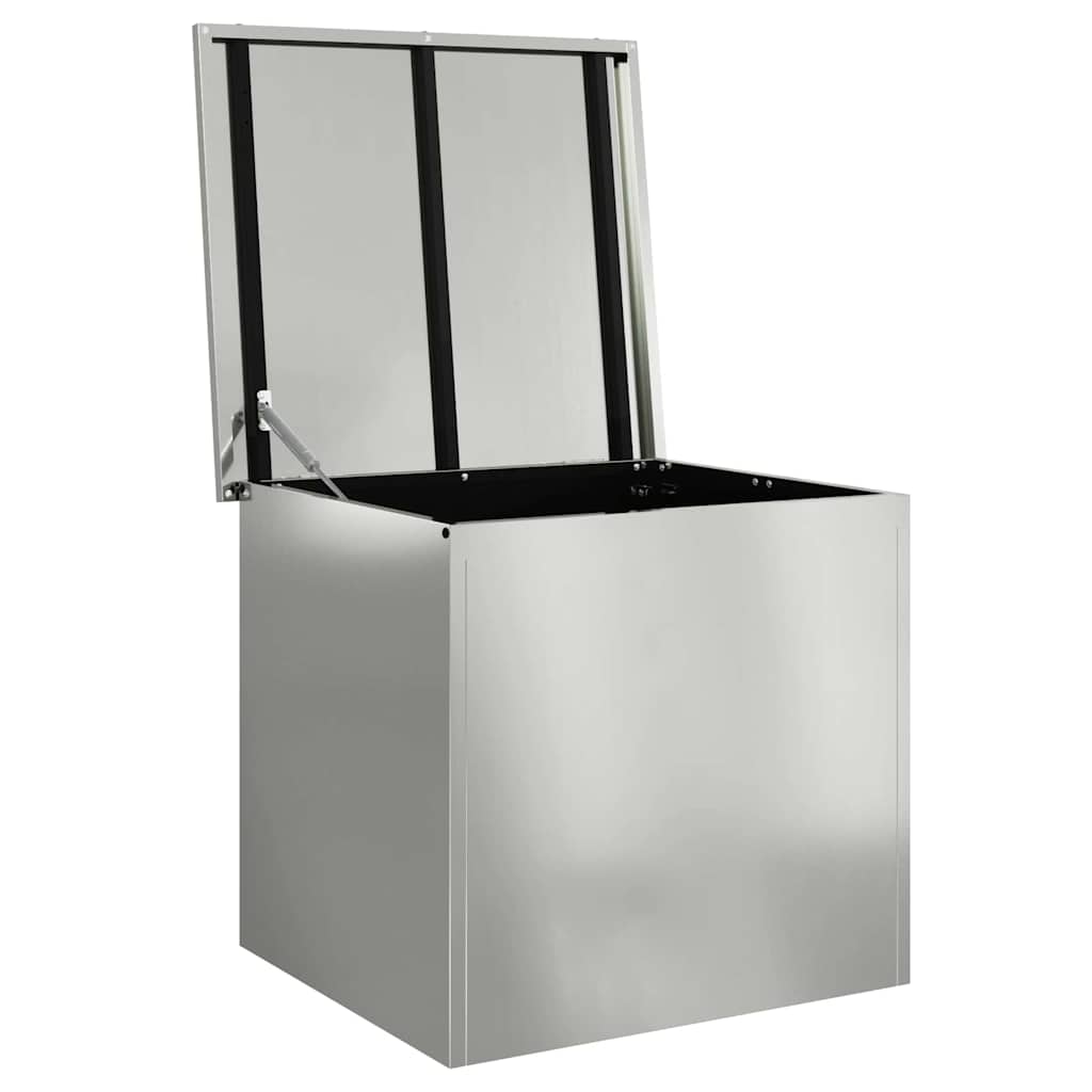 Garden Storage Cushion Box Steel 55 x 50.5 x 50 cm Silver