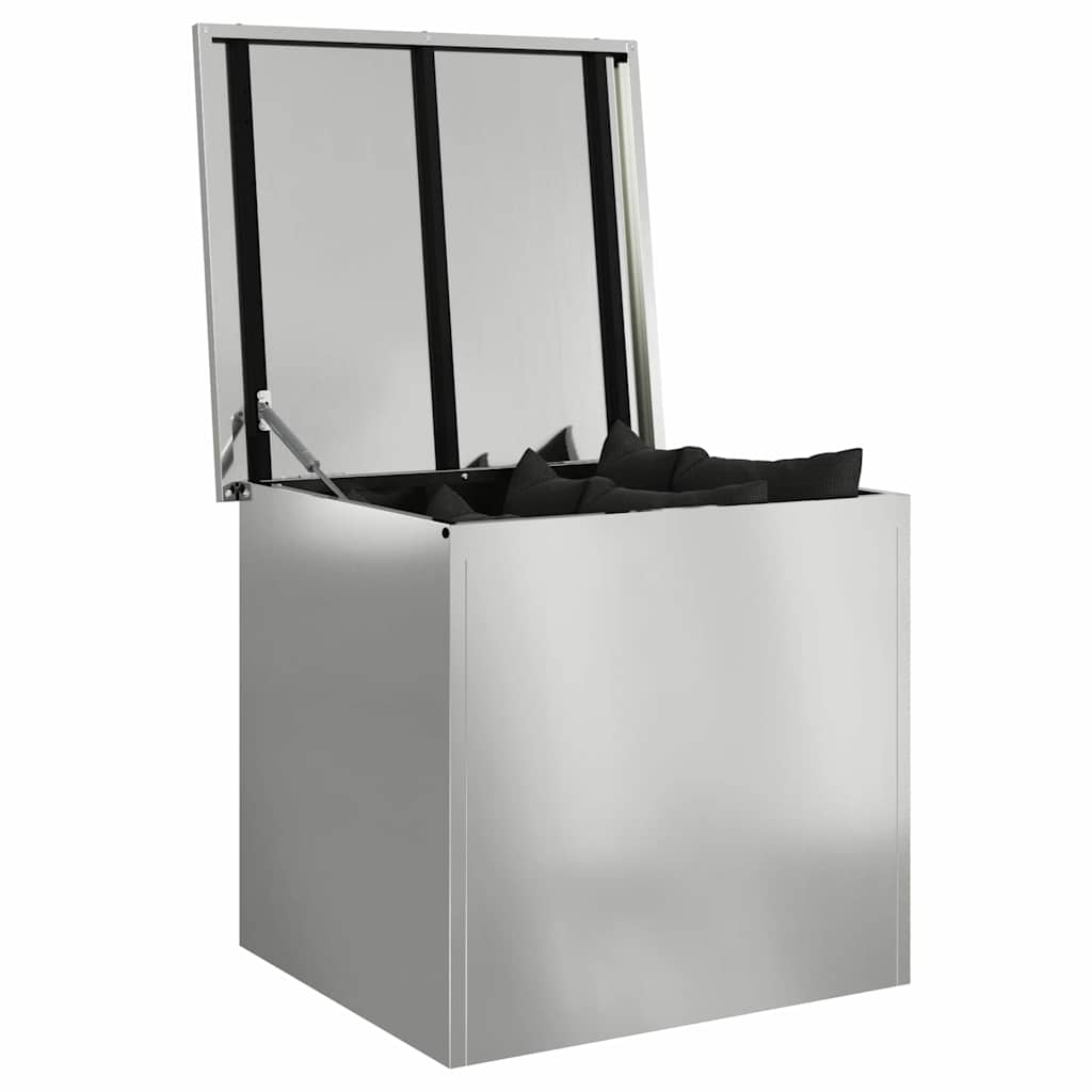 Garden Storage Cushion Box Steel 55 x 50.5 x 50 cm Silver