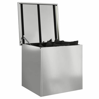 Garden Storage Cushion Box Steel 55 x 50.5 x 50 cm Silver