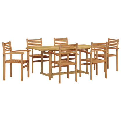 Garden Dining Set 7 pcs Brown Solid Teak Wood