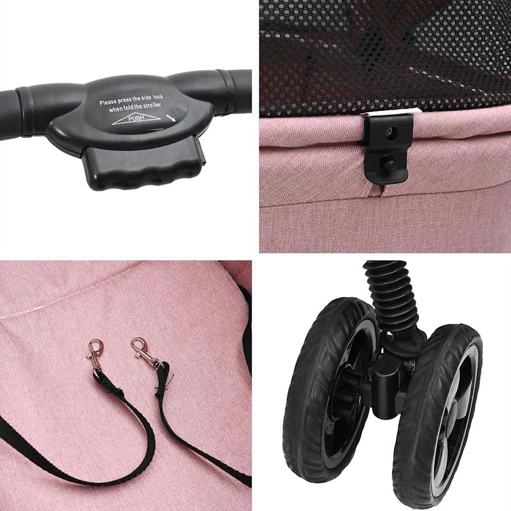 Folding Pet Stroller Pink 81 x 47 x 99 cm 600D Oxford fabric