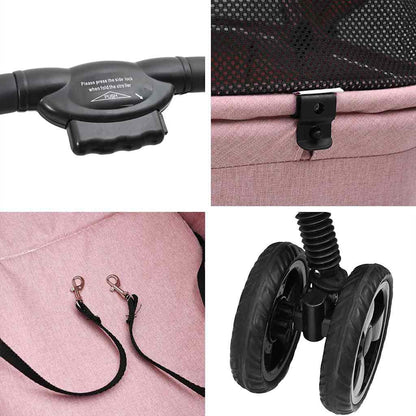 Folding Pet Stroller Pink 81 x 47 x 99 cm 600D Oxford fabric