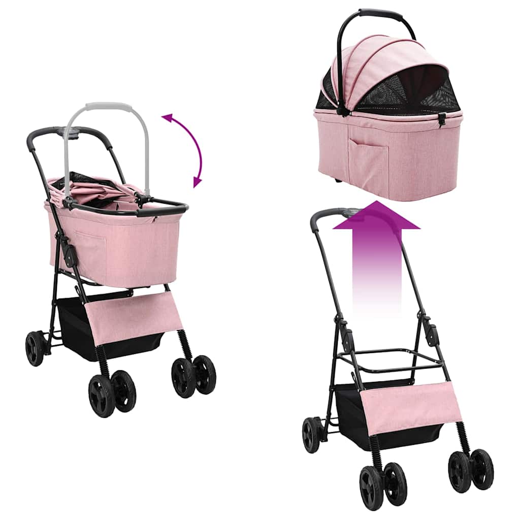 Folding Pet Stroller Pink 81 x 47 x 99 cm 600D Oxford fabric