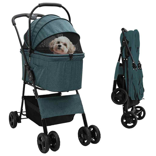 Folding Pet Stroller Green 81 x 47 x 99 cm 600D Oxford fabric