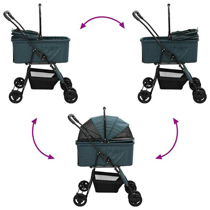 Folding Pet Stroller Green 81 x 47 x 99 cm 600D Oxford fabric