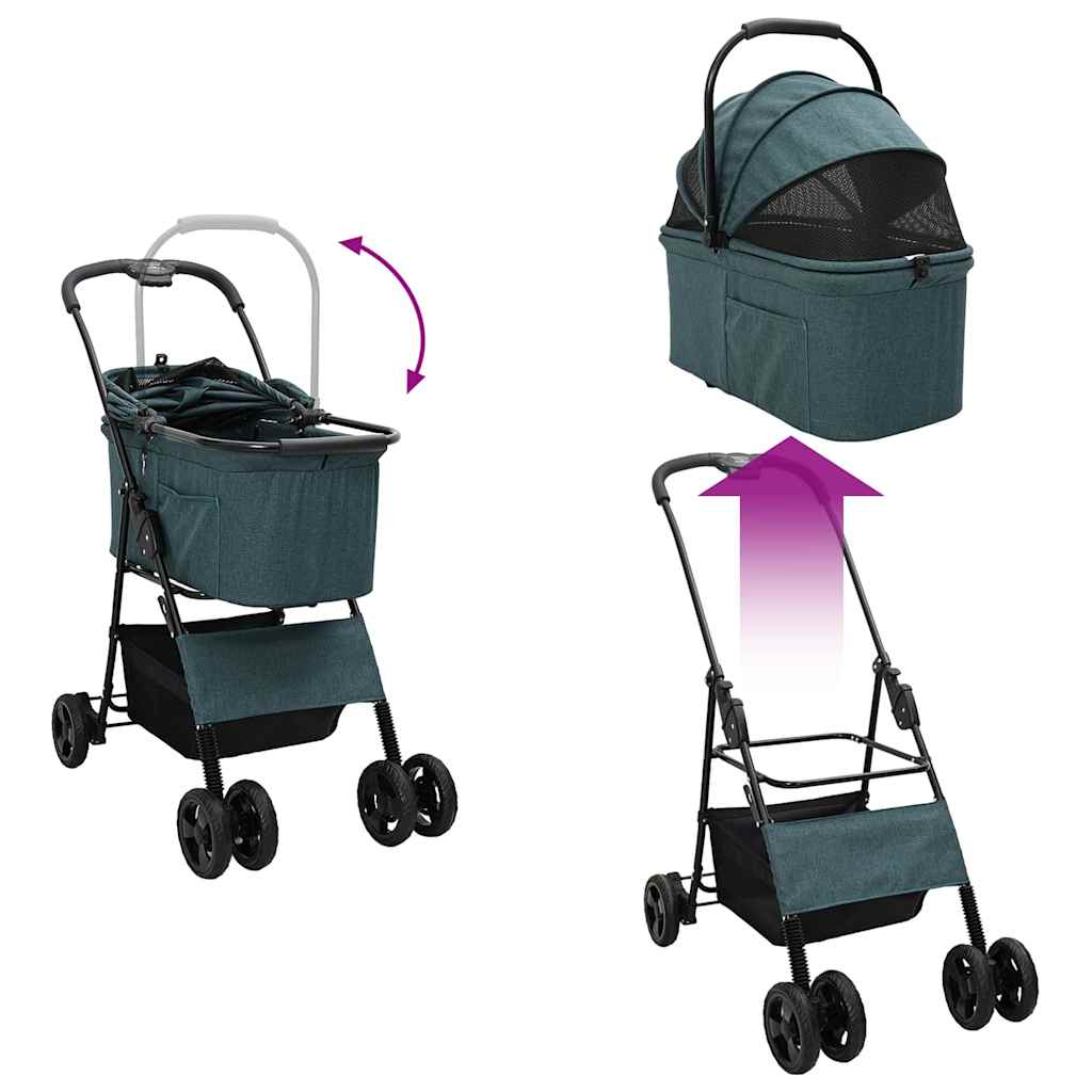 Folding Pet Stroller Green 81 x 47 x 99 cm 600D Oxford fabric