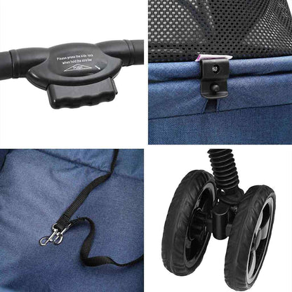 Folding Pet Stroller Blue 81 x 47 x 99 cm 600D Oxford fabric
