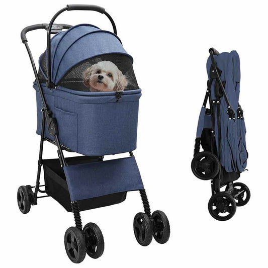 Folding Pet Stroller Blue 81 x 47 x 99 cm 600D Oxford fabric