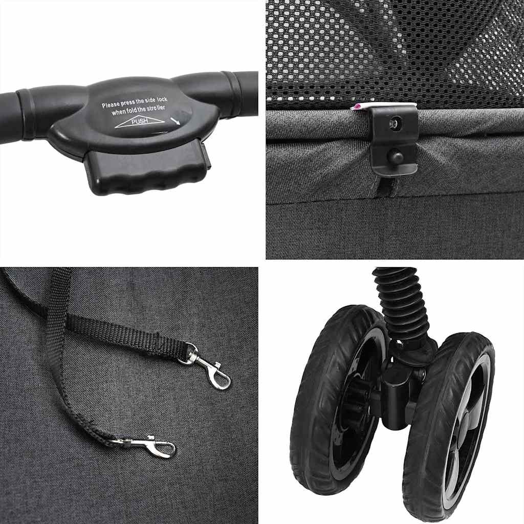 Folding Pet Stroller Black 81 x 47 x 99 cm 600D Oxford fabric