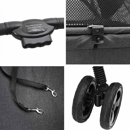 Folding Pet Stroller Black 81 x 47 x 99 cm 600D Oxford fabric
