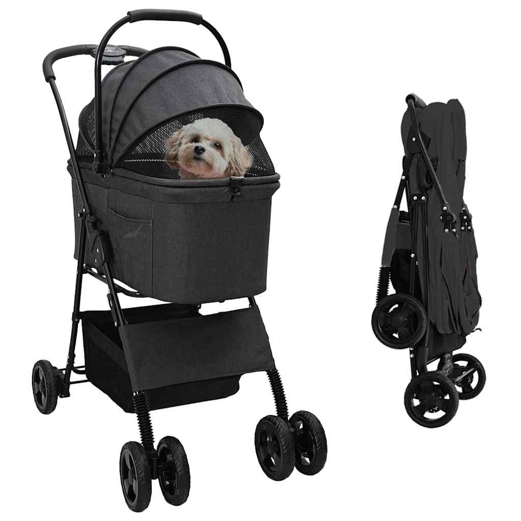 Folding Pet Stroller Black 81 x 47 x 99 cm 600D Oxford fabric