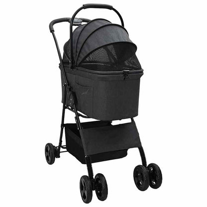 Folding Pet Stroller Black 81 x 47 x 99 cm 600D Oxford fabric