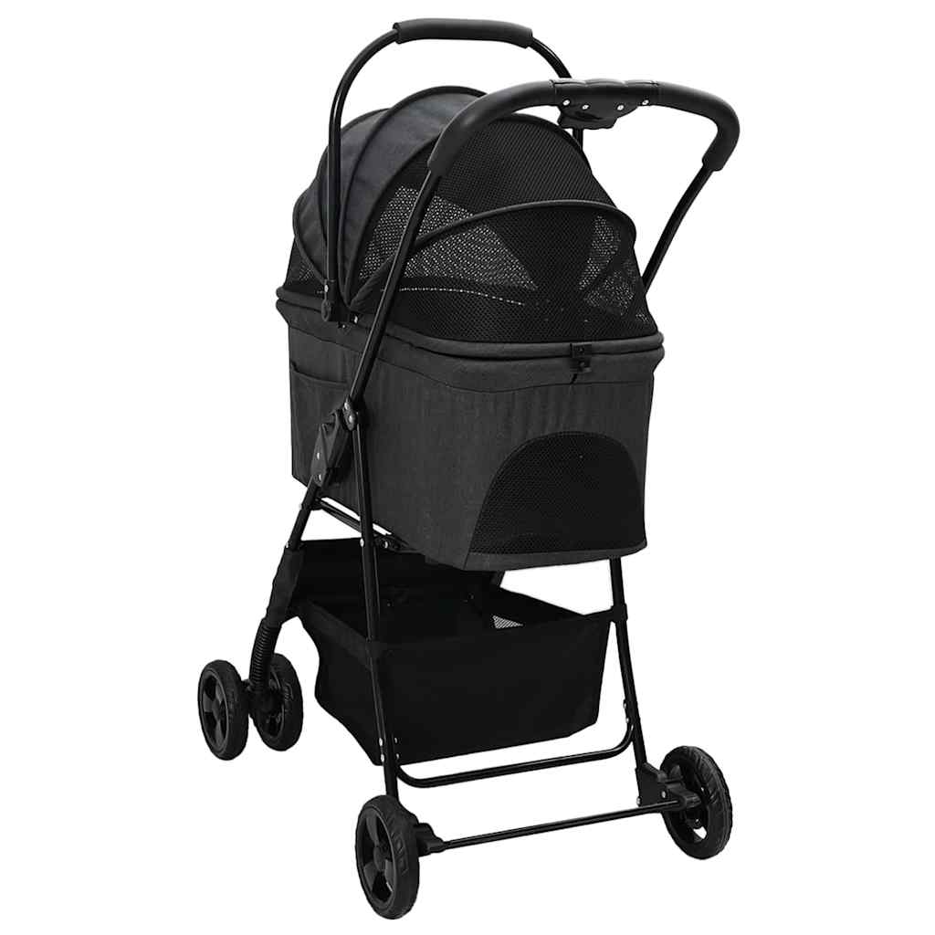 Folding Pet Stroller Black 81 x 47 x 99 cm 600D Oxford fabric