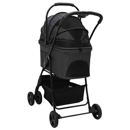 Folding Pet Stroller Black 81 x 47 x 99 cm 600D Oxford fabric