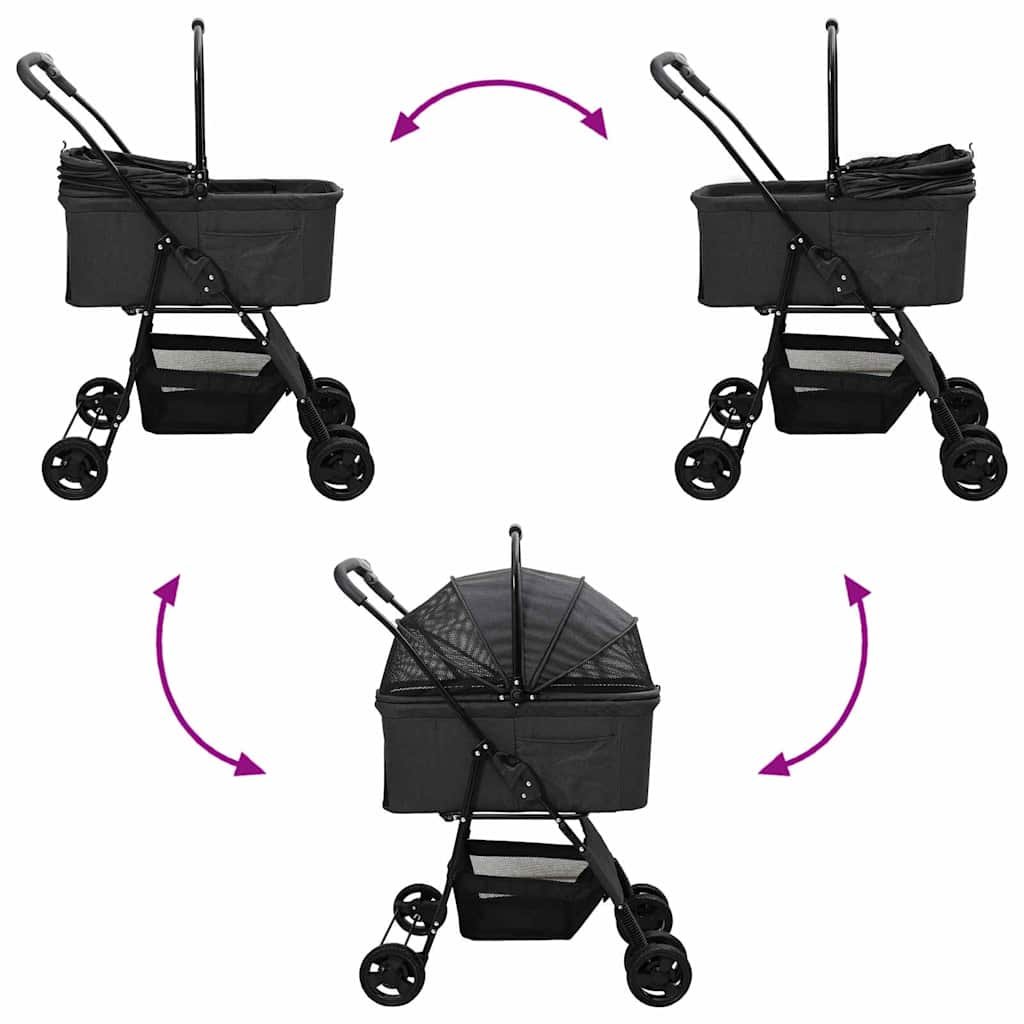 Folding Pet Stroller Black 81 x 47 x 99 cm 600D Oxford fabric