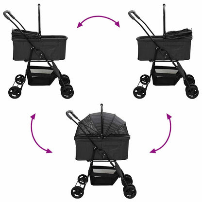 Folding Pet Stroller Black 81 x 47 x 99 cm 600D Oxford fabric