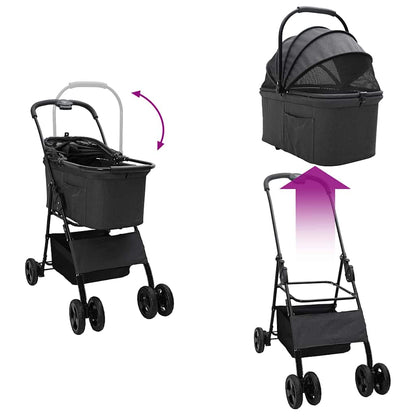 Folding Pet Stroller Black 81 x 47 x 99 cm 600D Oxford fabric