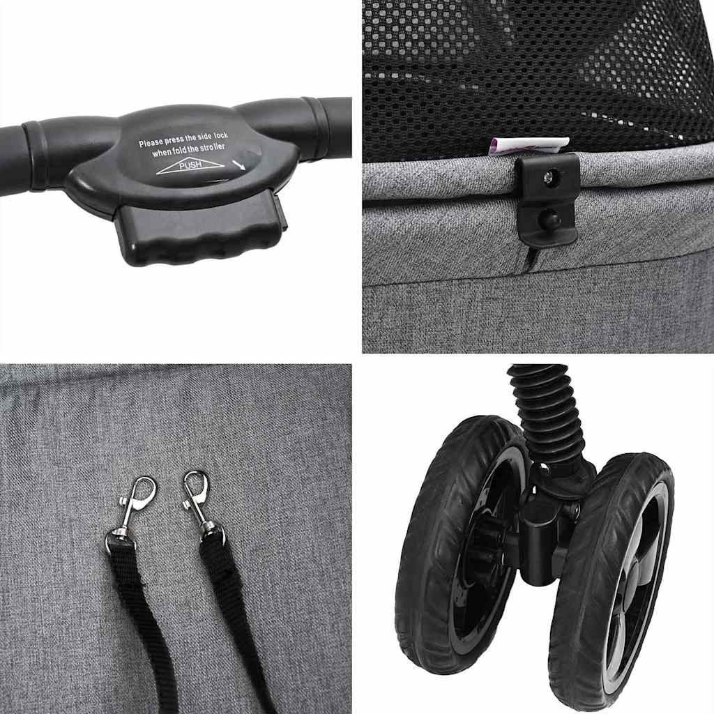 Folding Pet Stroller Grey 81 x 47 x 99 cm 600D Oxford fabric