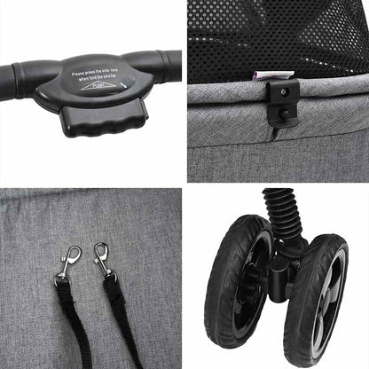 Folding Pet Stroller Grey 81 x 47 x 99 cm 600D Oxford fabric
