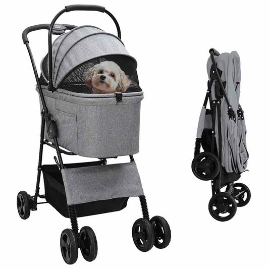 Folding Pet Stroller Grey 81 x 47 x 99 cm 600D Oxford fabric