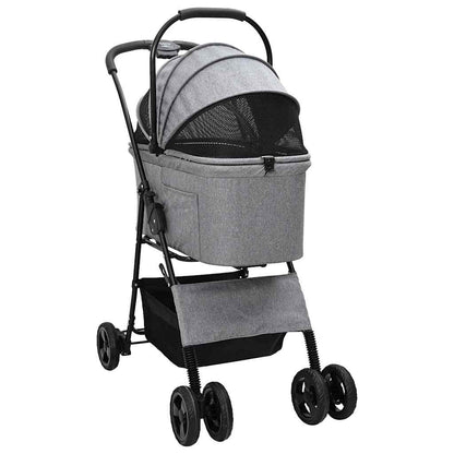 Folding Pet Stroller Grey 81 x 47 x 99 cm 600D Oxford fabric