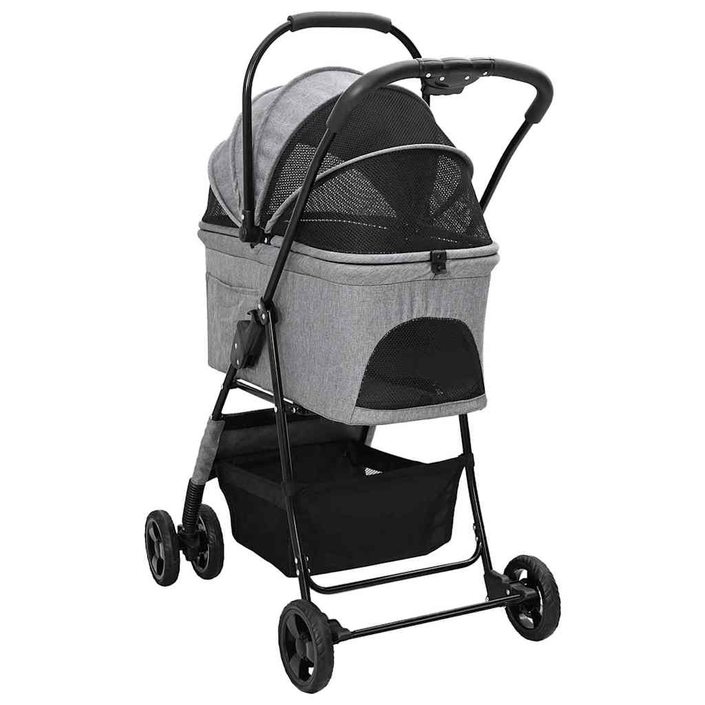 Folding Pet Stroller Grey 81 x 47 x 99 cm 600D Oxford fabric