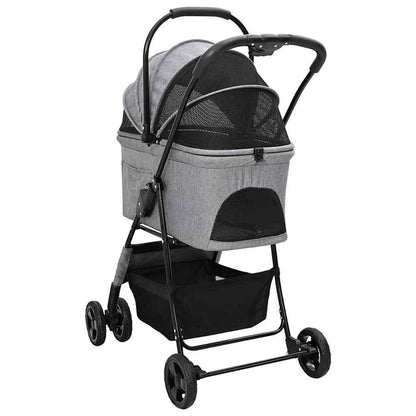 Folding Pet Stroller Grey 81 x 47 x 99 cm 600D Oxford fabric