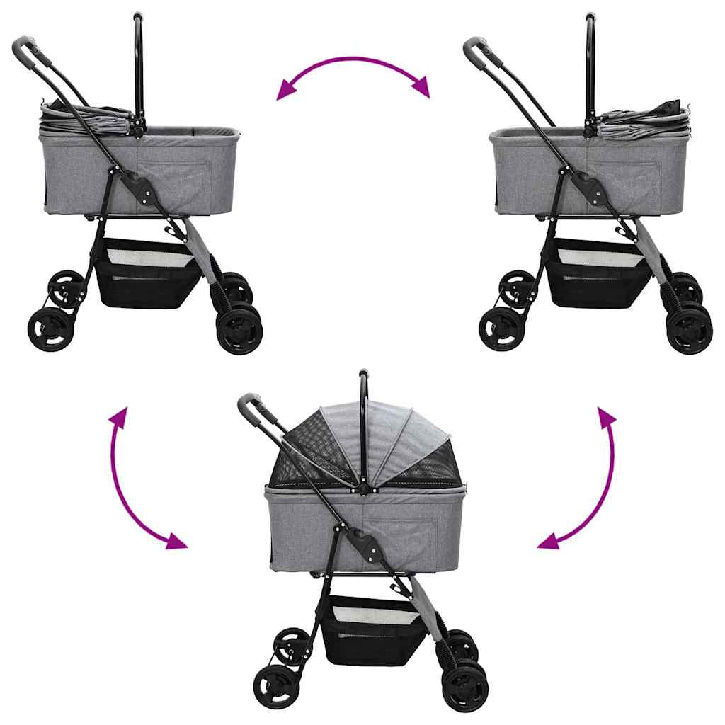 Folding Pet Stroller Grey 81 x 47 x 99 cm 600D Oxford fabric