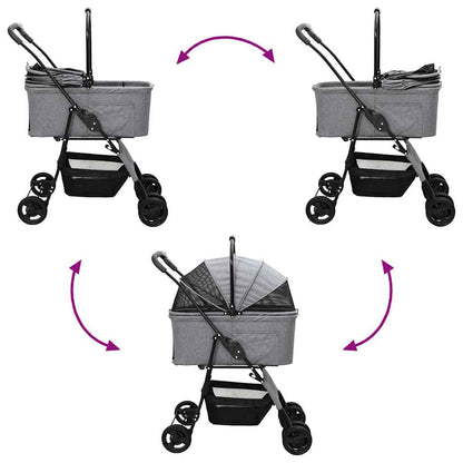 Folding Pet Stroller Grey 81 x 47 x 99 cm 600D Oxford fabric