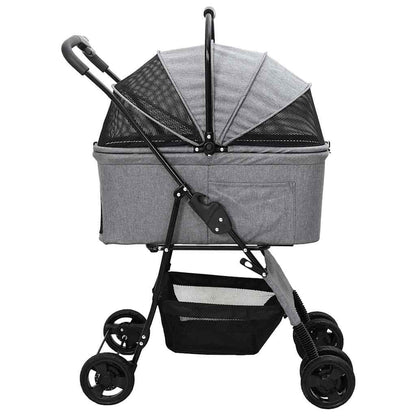 Folding Pet Stroller Grey 81 x 47 x 99 cm 600D Oxford fabric