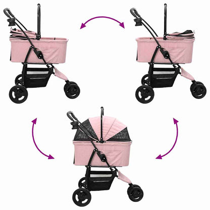 Folding Pet Stroller Pink 78 x 54 x 101 cm 600D Oxford fabric
