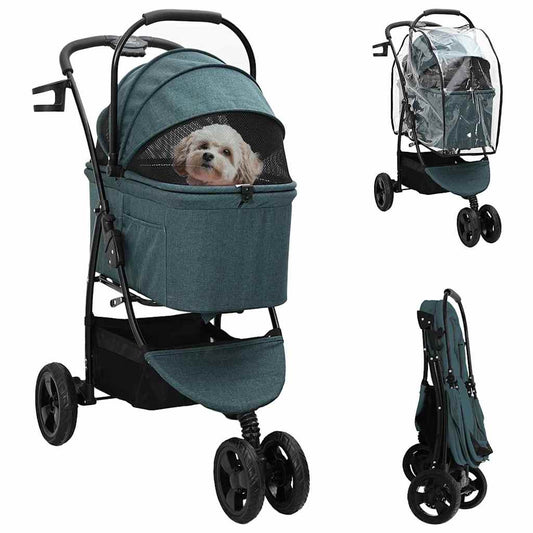Folding Pet Stroller Green 78 x 54 x 101 cm 600D Oxford fabric