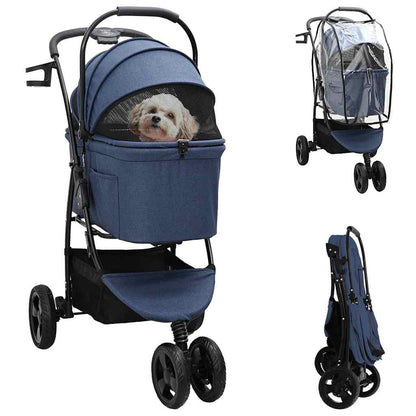 Folding Pet Stroller Blue 78 x 54 x 101 cm 600D Oxford fabric